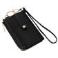 Faux Leather Basket Weave Flat Card Holder Wallet with Wristlet