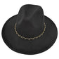 Faux Leather Braided Chain Band Pointed Fedora Hat