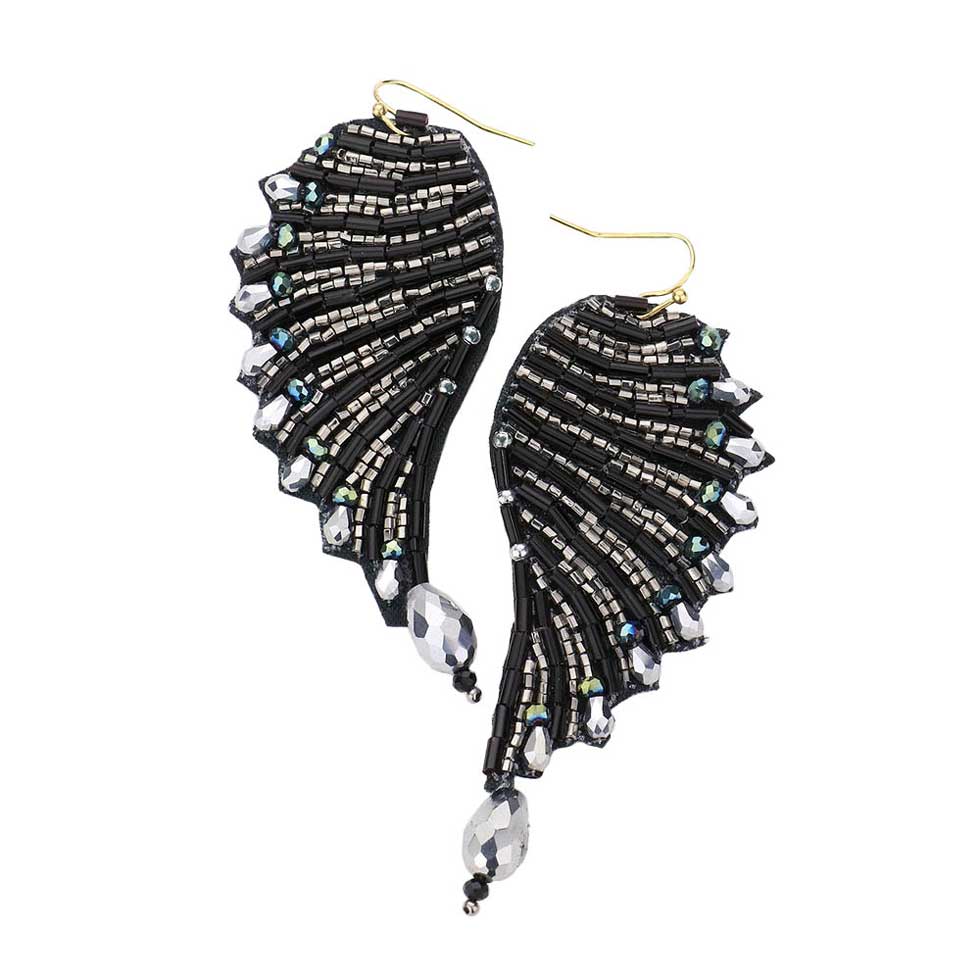 Felt Back Bead Embellished Wing Dangle Earrings