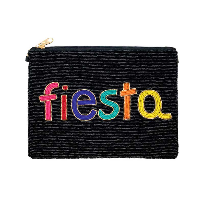 Fiesta Seed Beaded Message Clutch Crossbody Bag