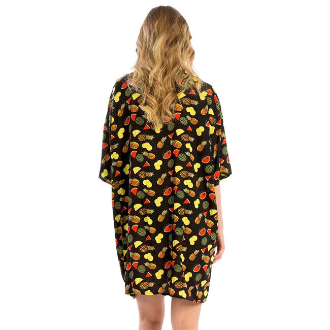 Fruit Print Cover Up Poncho Kimono