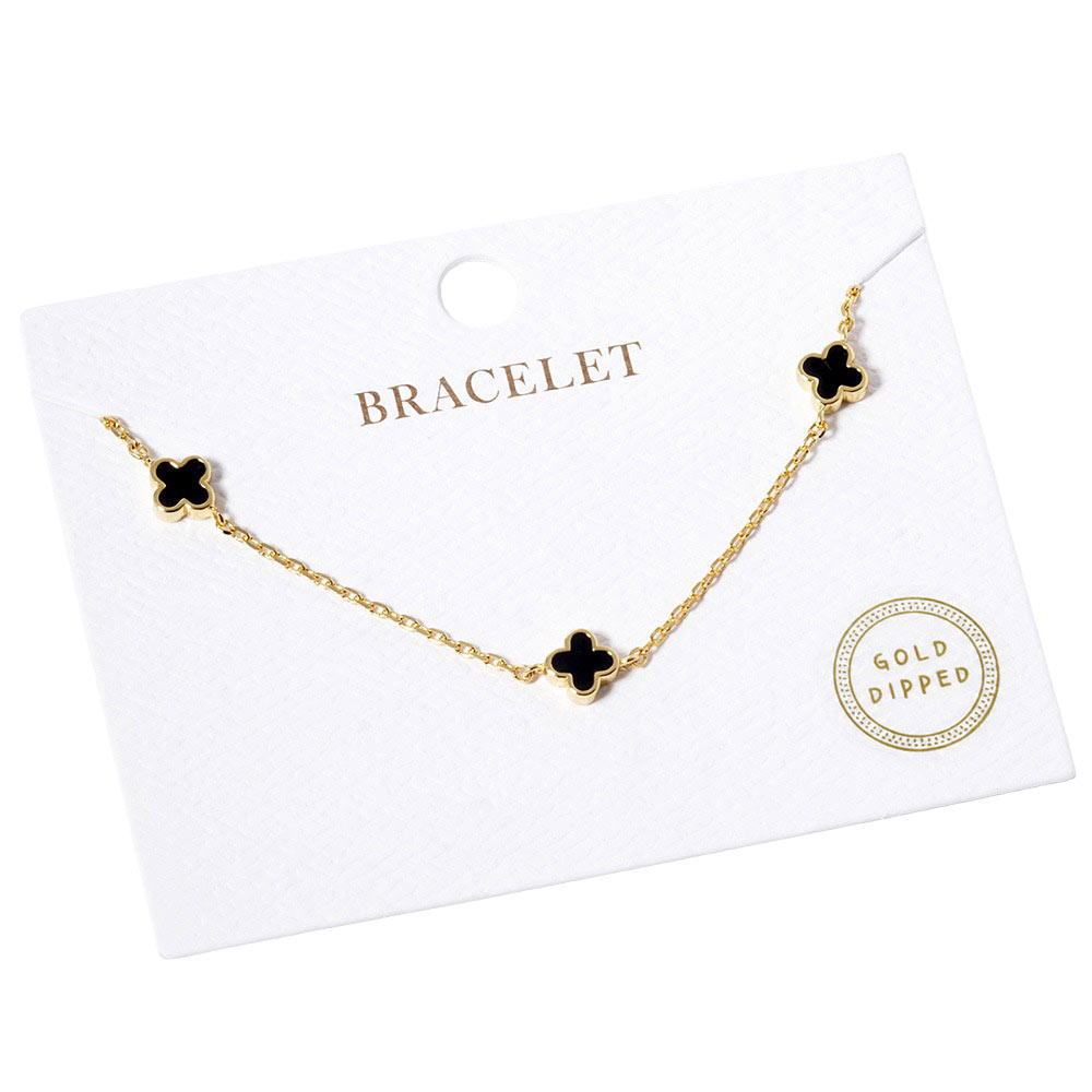 Gold Dipped Triple Quatrefoil Link Bracelet