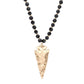 Hammered Metal Arrow Pendant Faceted Beads Long Necklace