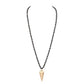 Hammered Metal Arrow Pendant Faceted Beads Long Necklace