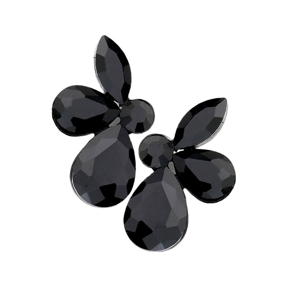 Teardrop Marquise Stone Cluster Evening Earrings