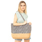 Leopard Print Jute Tote Bag