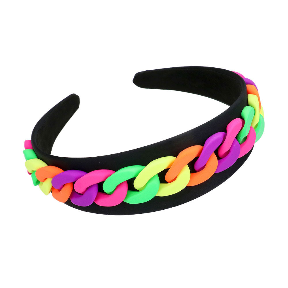 Multi Colored Chain Accented Fabric Headband