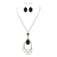 Oval Glass Crystal Triple Abstract Hoop Necklace