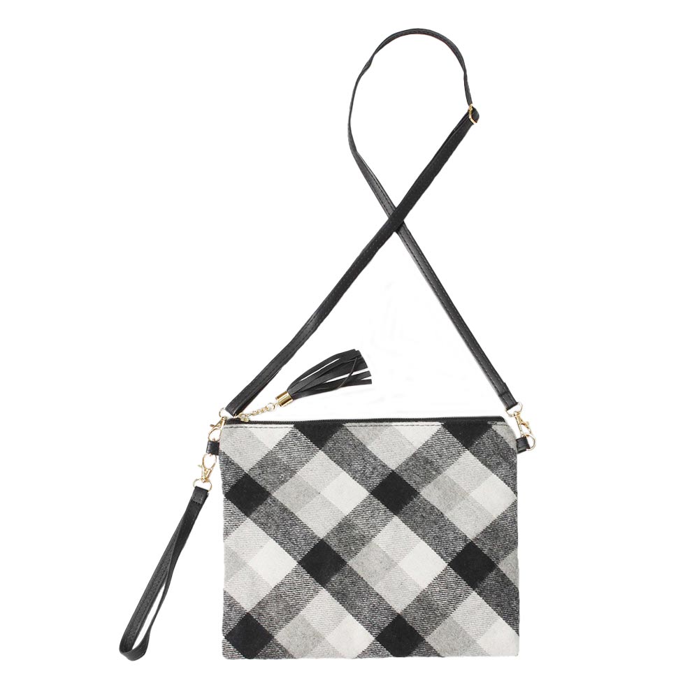 Bolso cruzado de mano con estampado de cuadros escoceses