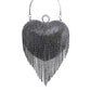 Rhinestone Fringe Heart Evening Tote Clutch Crossbody Bag