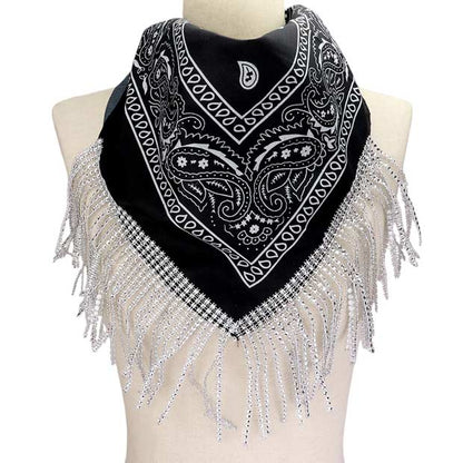 Women's Rhinestone Like Fringe Cowgirl Bandana Scarf