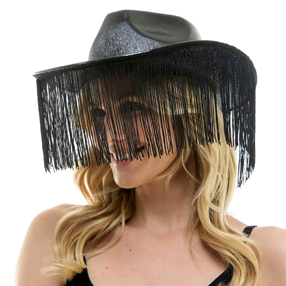 Shiny Western Cowboy Hat with Fringe