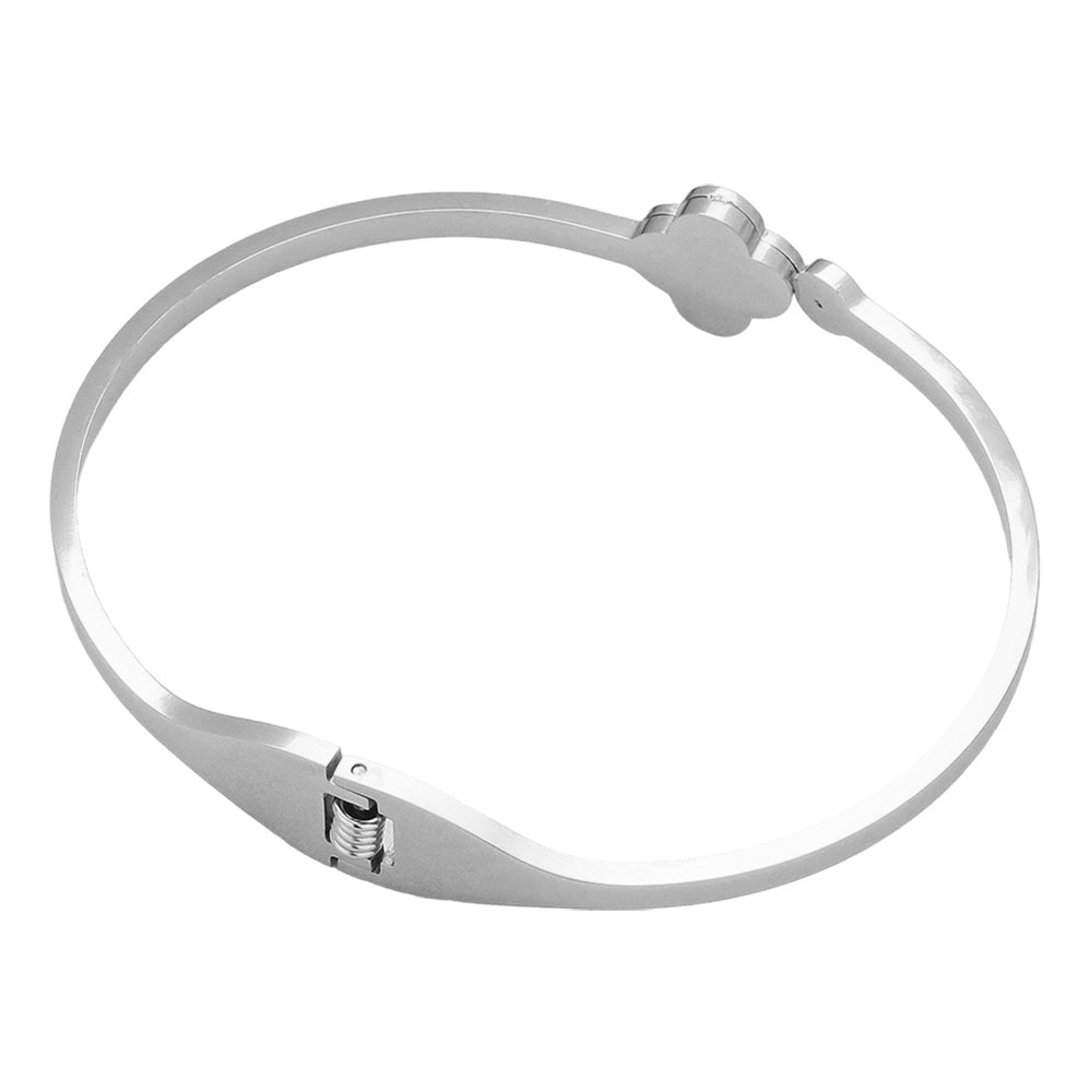 Quatrefoil Pointed Stainless Steel Hinged Bangle Bracelet