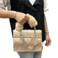 Solid Faux Fur Handle Tote Crossbody Bag