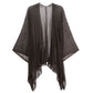 Solid Knitted Mesh Trimmed Ruana