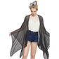 Solid Knitted Mesh Trimmed Ruana