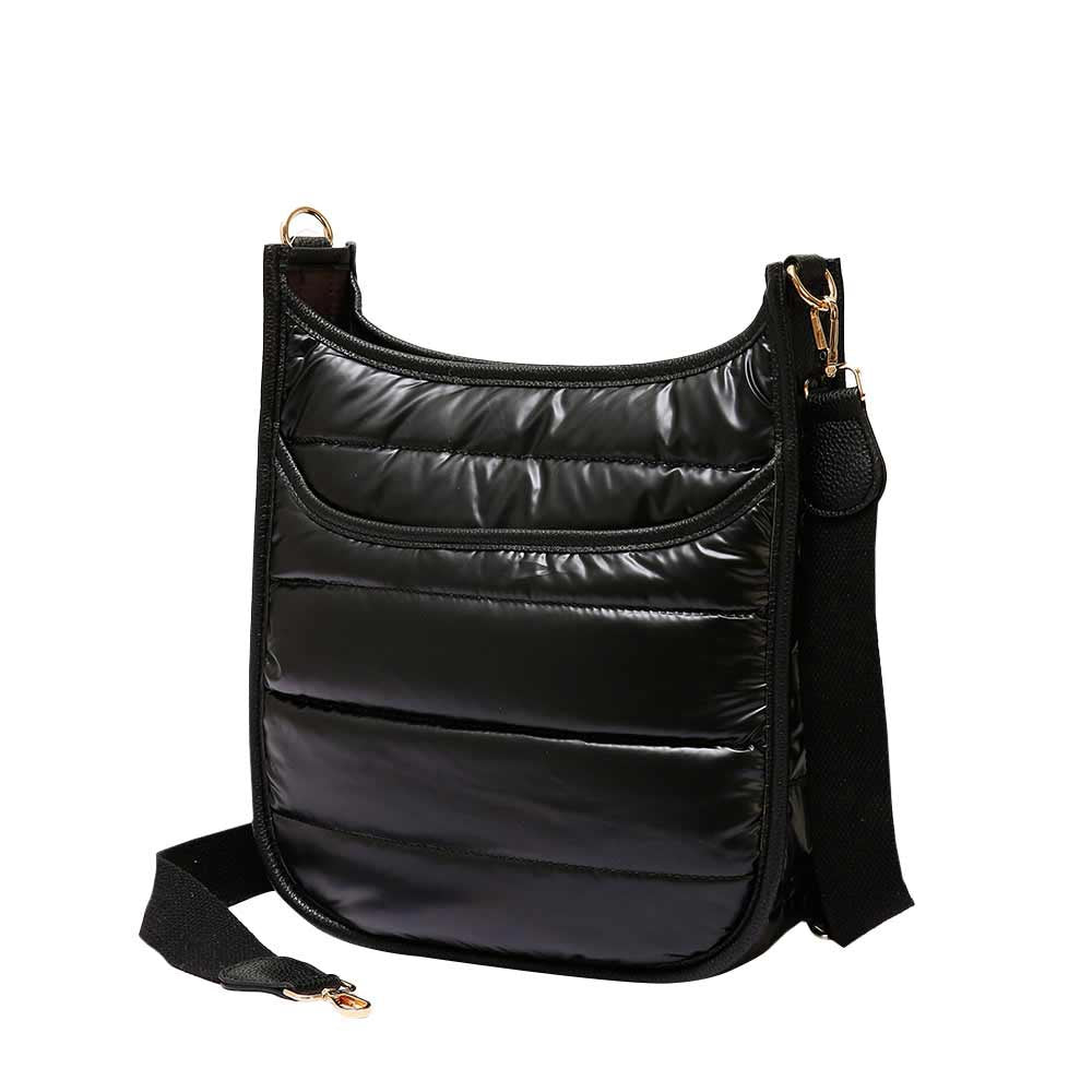 Women's Solid Quilted Shiny Puffer Crossbody Bag