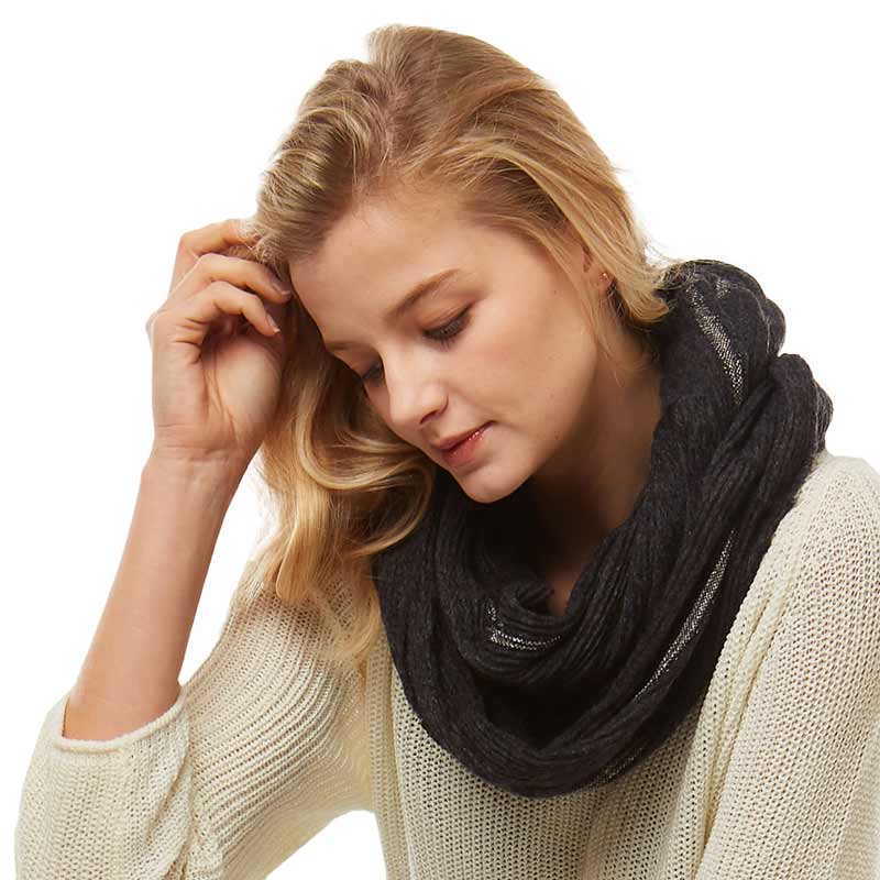 Stripe Textured Boucle Infinity Scarf