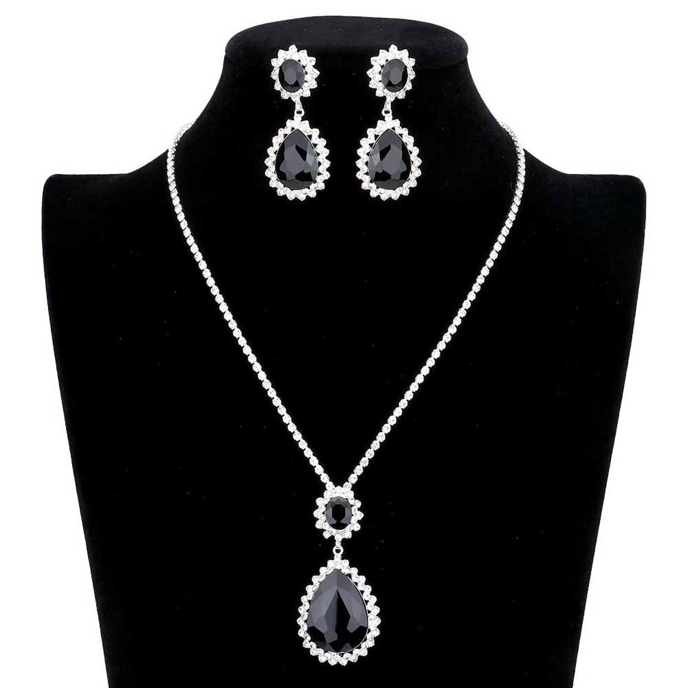 Teardrop Accented Rhinestone Necklace