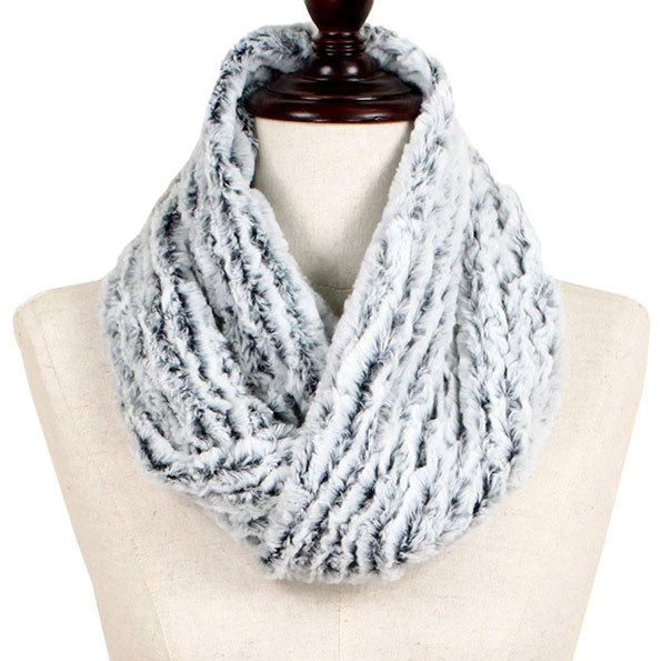 Two Tone Fuzzy Fur Infinity Scarf