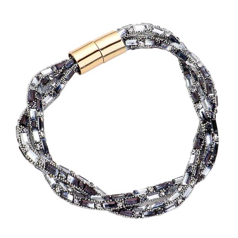 Stone Embellished Twisted Magnetic Bracelet
