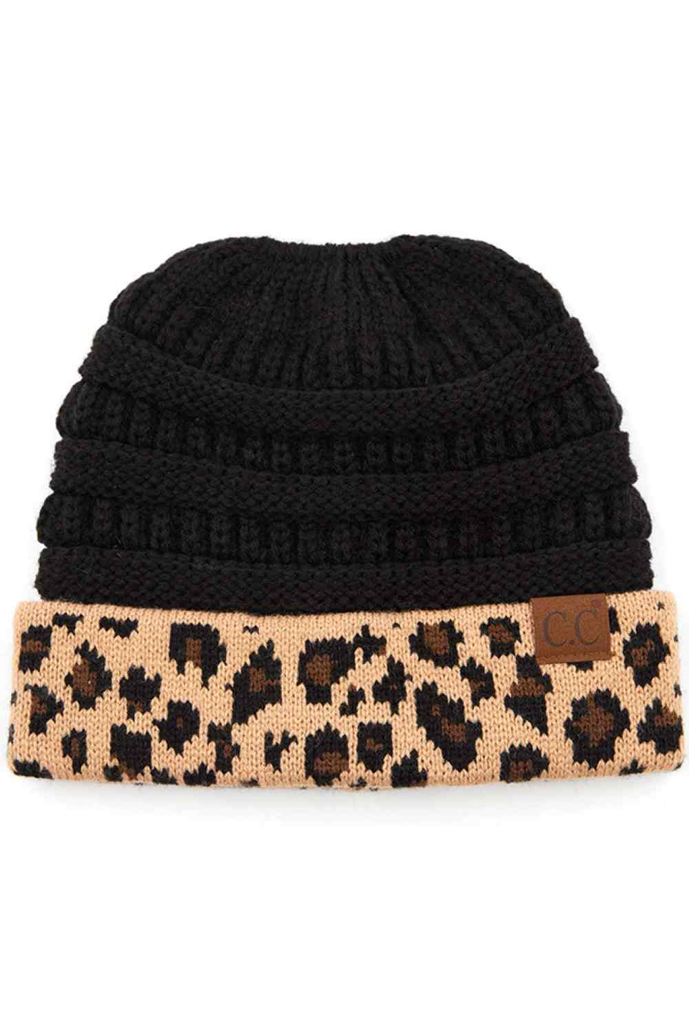 C.C Leopard Cuff Ribbed Beanie