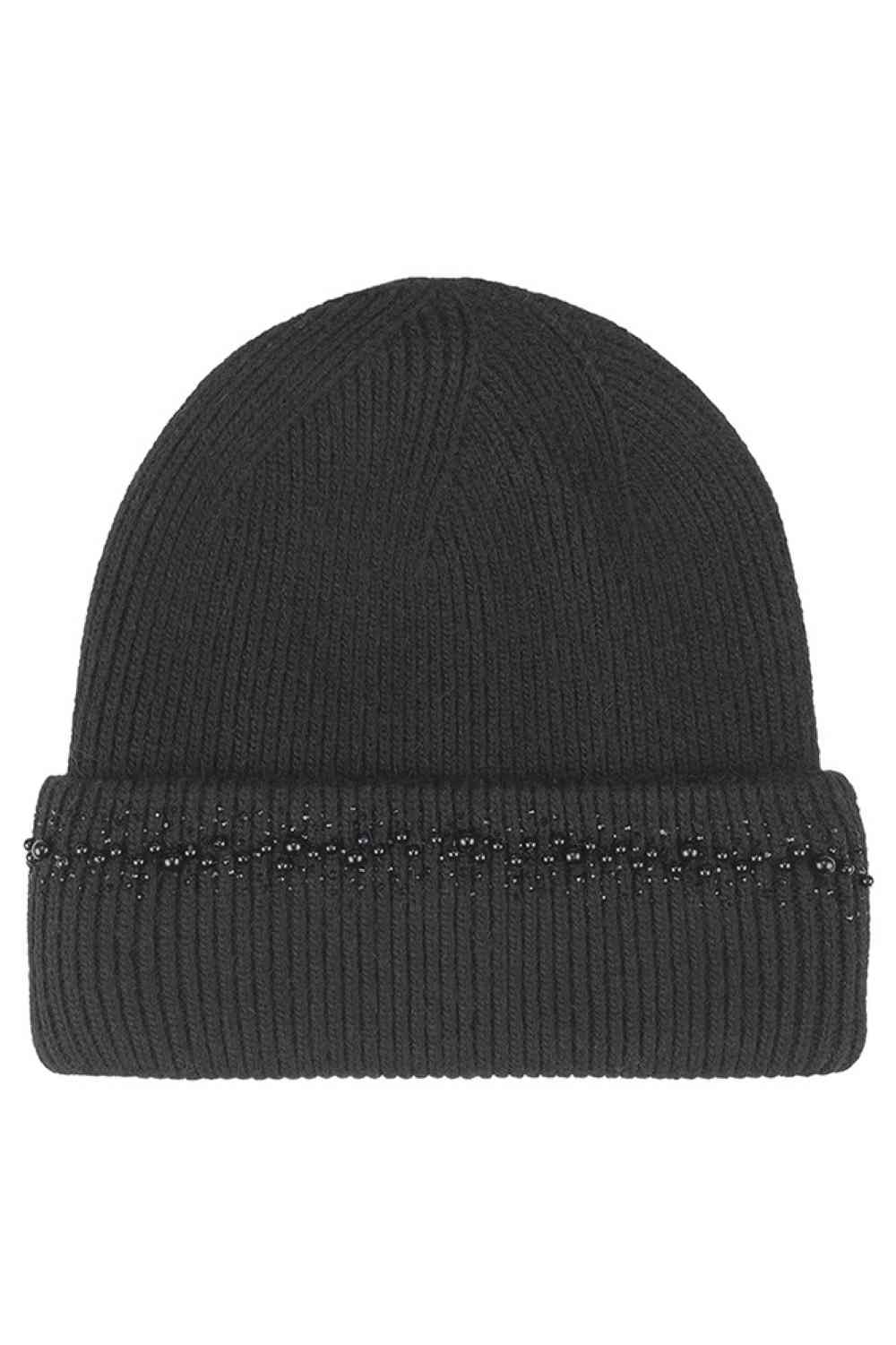 C.C Pearl and Rhinestone Angora Cuff Beanie