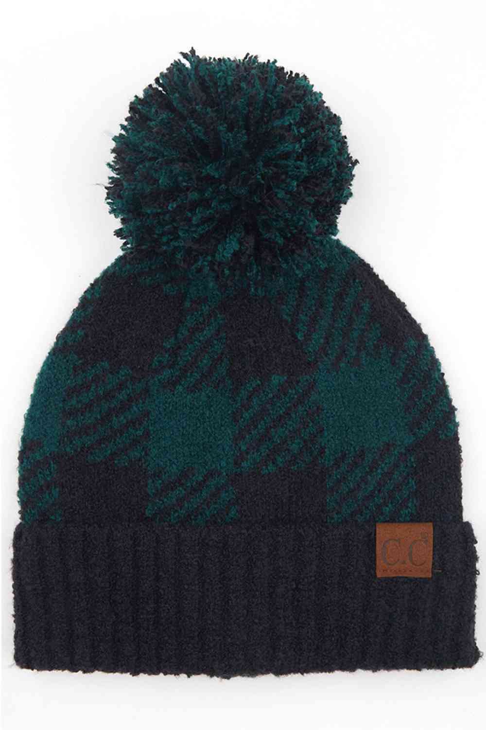 Gorro de jacquard Buffalo Check de C.C con pompón