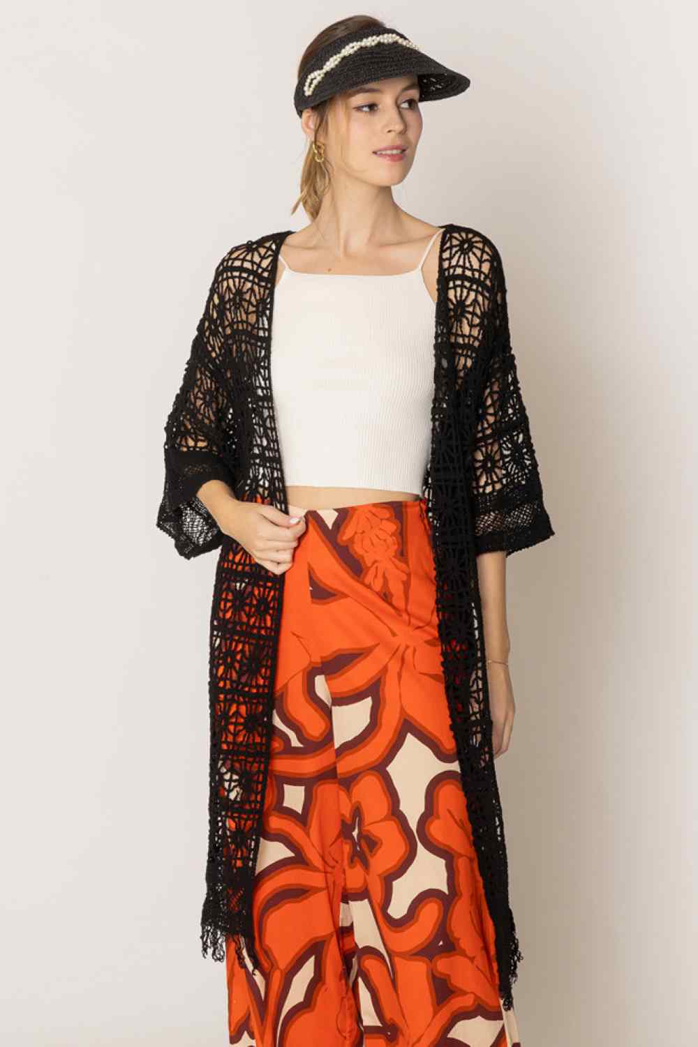 Solid Color Crochet Cardigan