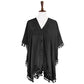 Tassel Trimmed Solid Cover Up