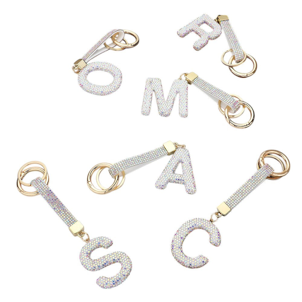 Bling Studded Monogram Initial F Bag Charm