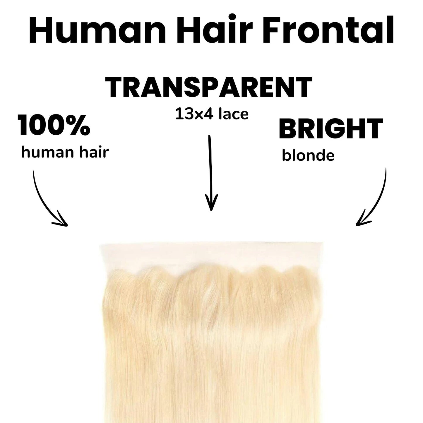 Frontal de cabello humano liso rubio con encaje transparente de 13x4