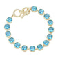 14K Gold Plated Square CZ Stone Link Evening Toggle Bracelet