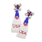 American USA Beaded Champagne Dangle Earrings