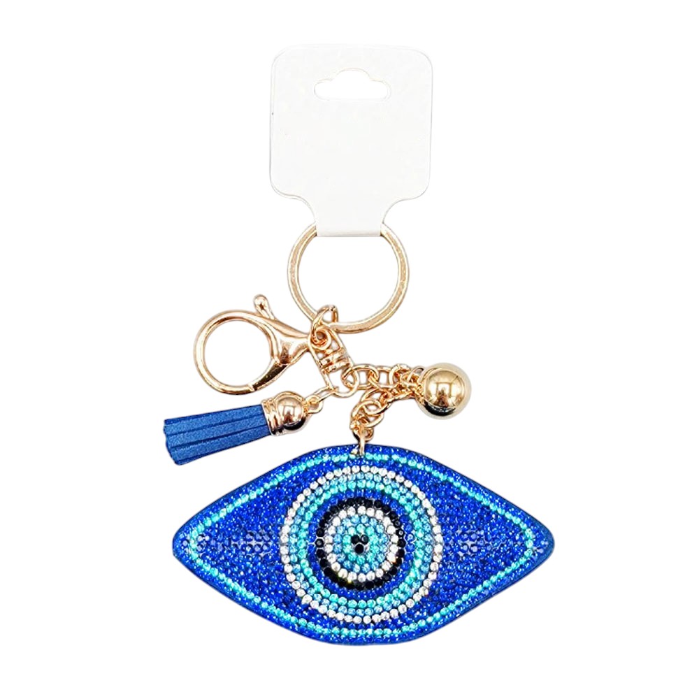 Bling Evil Eye Tassel Bag Charm