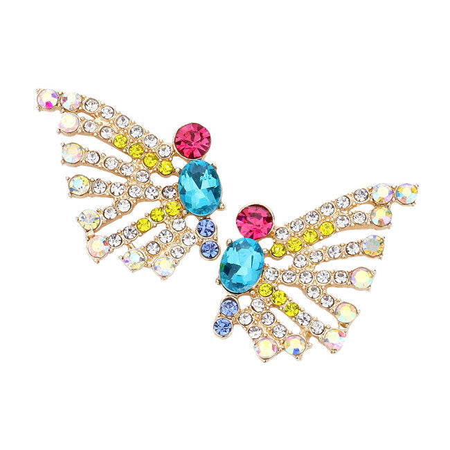 Bubble Stone Cluster Butterfly Evening Earrings