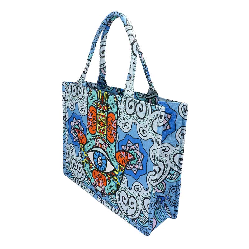 Evil Eye Hamsa Hand Printed Tote Bag