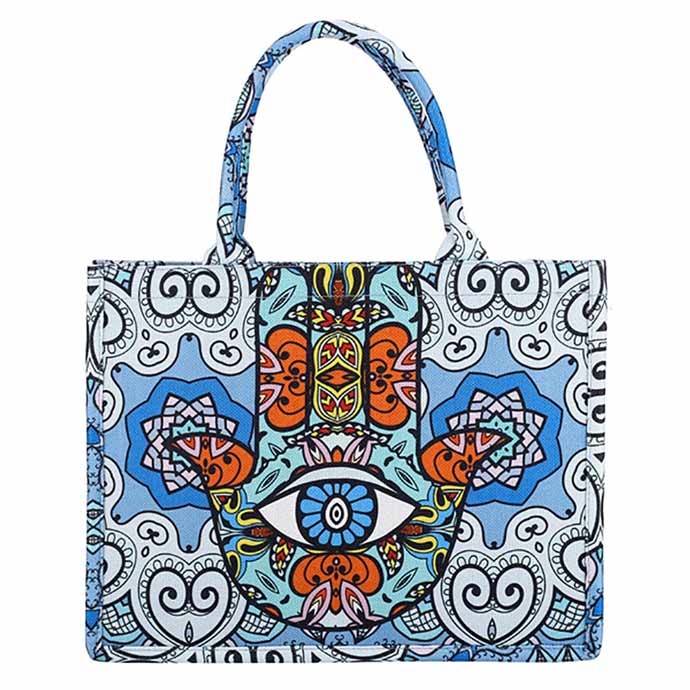 Evil Eye Hamsa Hand Printed Tote Bag