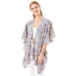 Floral Paisley Printed Ruffle Sleeves Cover Up Kimono Poncho