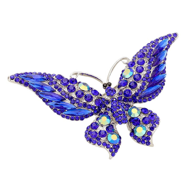 Glass Crystal Butterfly Pin Brooch