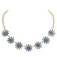Glass Stone Embellished Flower Cluster Link Necklace