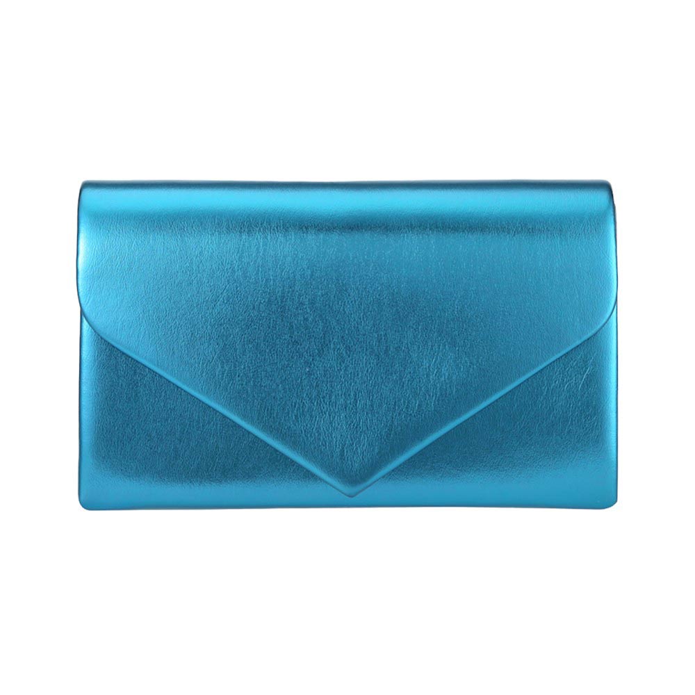Metallic Envelope Evening Clutch Bag Crossbody Bag - Blue