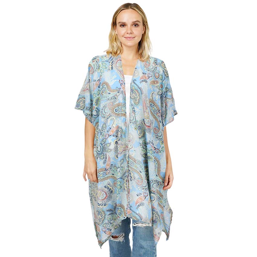 Paisley Patterned Cover Up Kimono Poncho