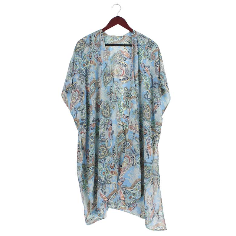 Paisley Patterned Cover Up Kimono Poncho