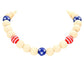 American USA Flag Wood Ball Collar Necklace