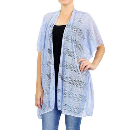Striped Net Cover Up Kimono Poncho
