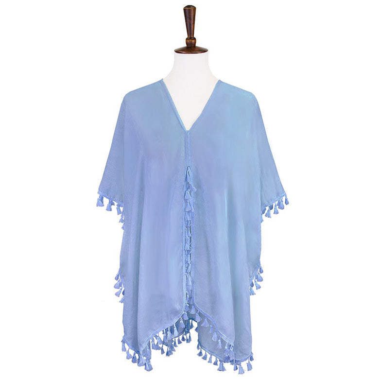 Tassel Trimmed Solid Cover Up