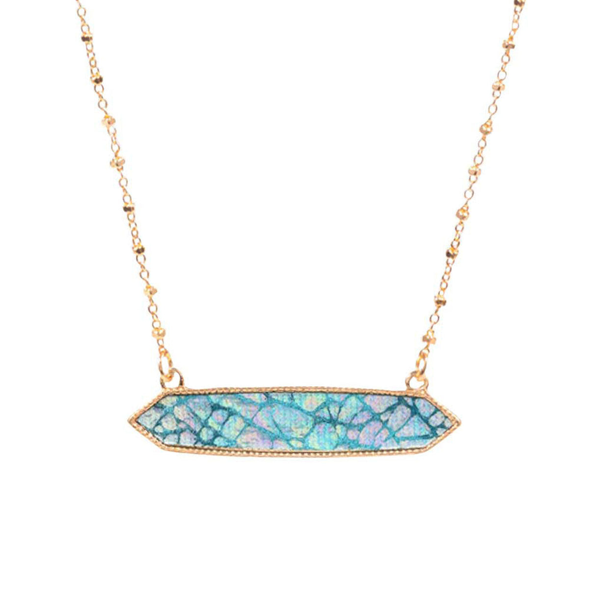 Trendy Patterned Hexagon Pendant Necklace