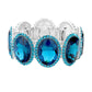 Rhinestone Trim Oval Crystal Stretch Evening Bracelet