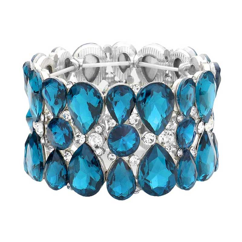 Teardrop Crystal Stretch Evening Bracelet